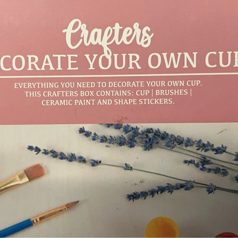Decorate a Cup Kit: mug, brushes, paint, stickers, booklet. Kids 6+. Gift. NWT